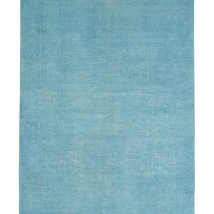 Overdye 6' 9" X 9' 9" Hand Knotted Wool Rug 6' 9" X 9' 9" (206 X 297) / Teal / Wool