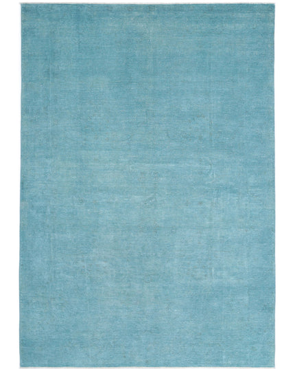 Overdye 6' 9" X 9' 9" Hand Knotted Wool Rug 6' 9" X 9' 9" (206 X 297) / Teal / Wool