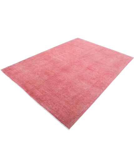 Overdye 6' 1" X 8' 8" Hand Knotted Wool Rug 6' 1" X 8' 8" (185 X 264) / Pink / Wool