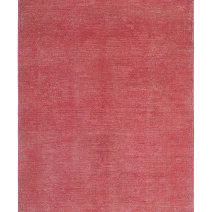 Overdye 6' 1" X 8' 8" Hand Knotted Wool Rug 6' 1" X 8' 8" (185 X 264) / Pink / Wool