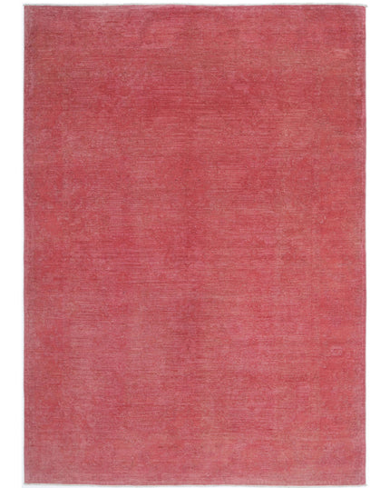 Overdye 6' 1" X 8' 8" Hand Knotted Wool Rug 6' 1" X 8' 8" (185 X 264) / Pink / Wool