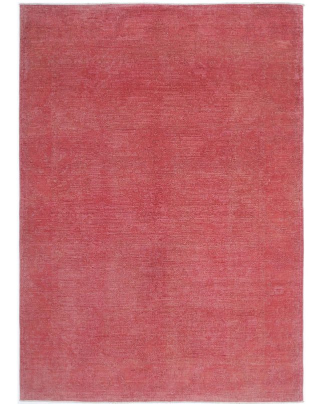 Overdye 6' 1" X 8' 8" Hand Knotted Wool Rug 6' 1" X 8' 8" (185 X 264) / Pink / Wool