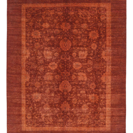 Overdye 8' 9" X 11' 3" Hand Knotted Wool Rug 8' 9" X 11' 3" (267 X 343) / Rust / Wool