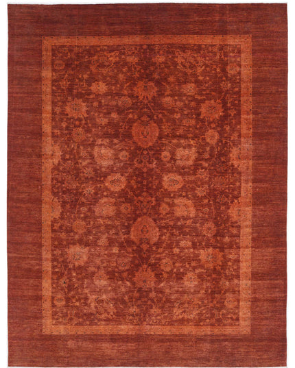 Overdye 8' 9" X 11' 3" Hand Knotted Wool Rug 8' 9" X 11' 3" (267 X 343) / Rust / Wool