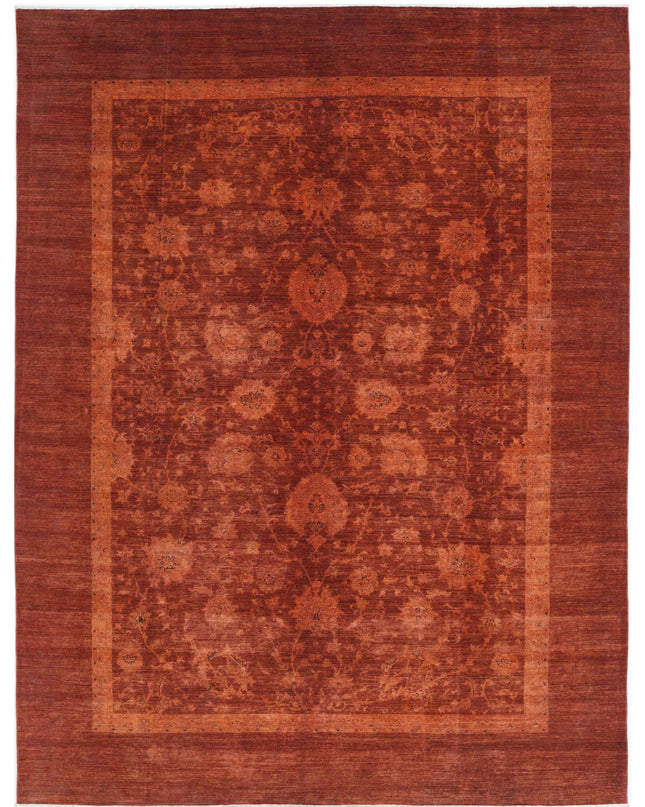 Overdye 8' 9" X 11' 3" Hand Knotted Wool Rug 8' 9" X 11' 3" (267 X 343) / Rust / Wool