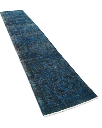 Overdye 2' 6" X 12' 2" Hand Knotted Wool Rug 2' 6" X 12' 2" (76 X 371) / Blue / Wool
