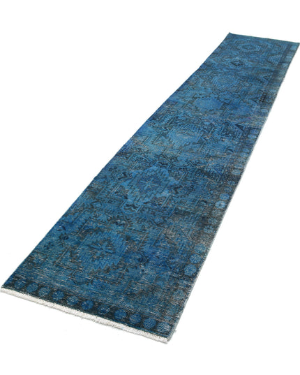 Overdye 2' 6" X 12' 2" Hand Knotted Wool Rug 2' 6" X 12' 2" (76 X 371) / Blue / Wool