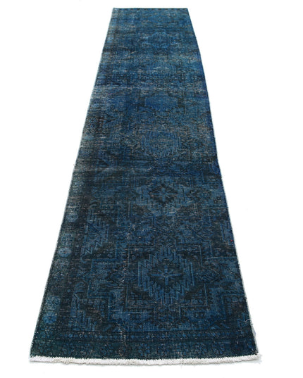Overdye 2' 6" X 12' 2" Hand Knotted Wool Rug 2' 6" X 12' 2" (76 X 371) / Blue / Wool