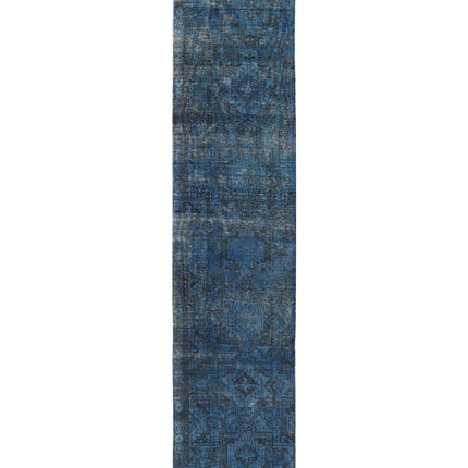 Overdye 2' 6" X 12' 2" Hand Knotted Wool Rug 2' 6" X 12' 2" (76 X 371) / Blue / Wool
