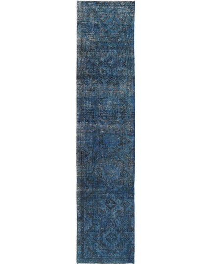 Overdye 2' 6" X 12' 2" Hand Knotted Wool Rug 2' 6" X 12' 2" (76 X 371) / Blue / Wool