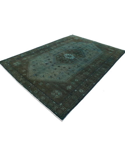 Overdye 7' 0" X 9' 8" Hand Knotted Wool Rug 7' 0" X 9' 8" (213 X 295) / Green / Wool