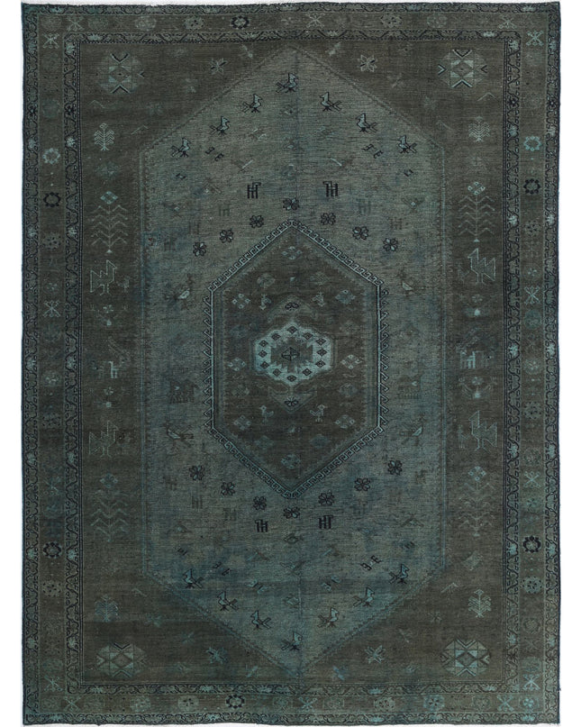 Overdye 7' 0" X 9' 8" Hand Knotted Wool Rug 7' 0" X 9' 8" (213 X 295) / Green / Wool