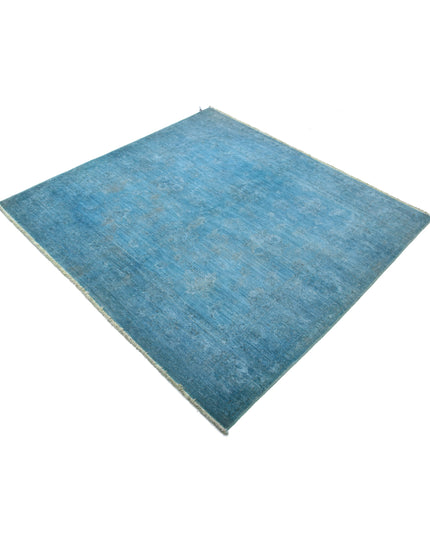 Overdye 5' 0" X 5' 2" Hand Knotted Wool Rug 5' 0" X 5' 2" (152 X 158) / Blue / Wool