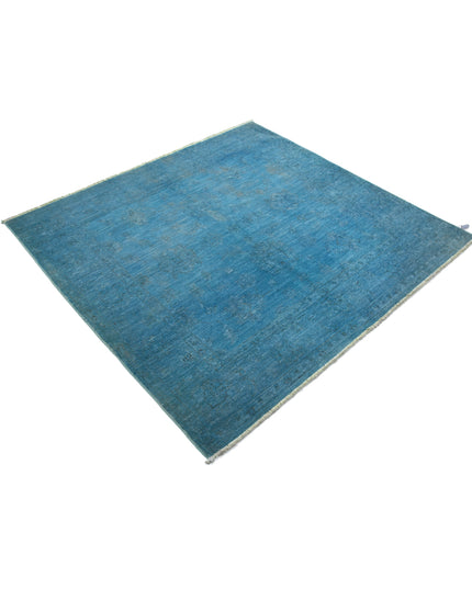 Overdye 5' 0" X 5' 2" Hand Knotted Wool Rug 5' 0" X 5' 2" (152 X 158) / Blue / Wool