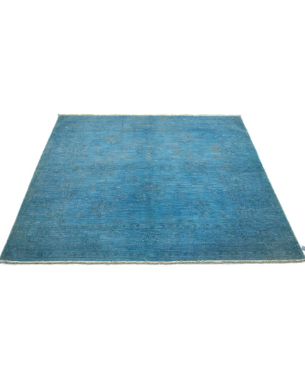 Overdye 5' 0" X 5' 2" Hand Knotted Wool Rug 5' 0" X 5' 2" (152 X 158) / Blue / Wool