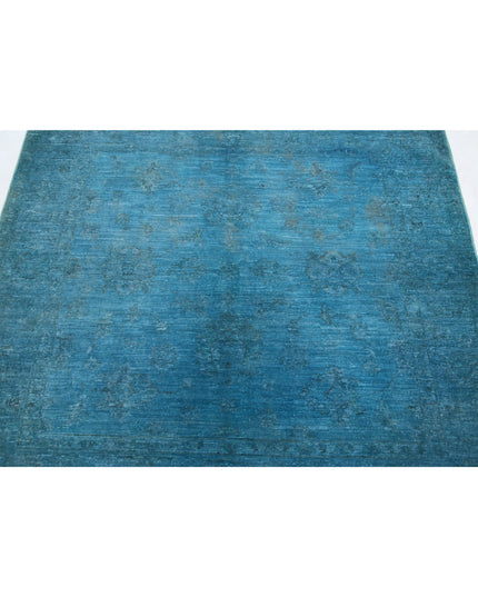 Overdye 5' 0" X 5' 2" Hand Knotted Wool Rug 5' 0" X 5' 2" (152 X 158) / Blue / Wool