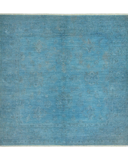 Overdye 5' 0" X 5' 2" Hand Knotted Wool Rug 5' 0" X 5' 2" (152 X 158) / Blue / Wool