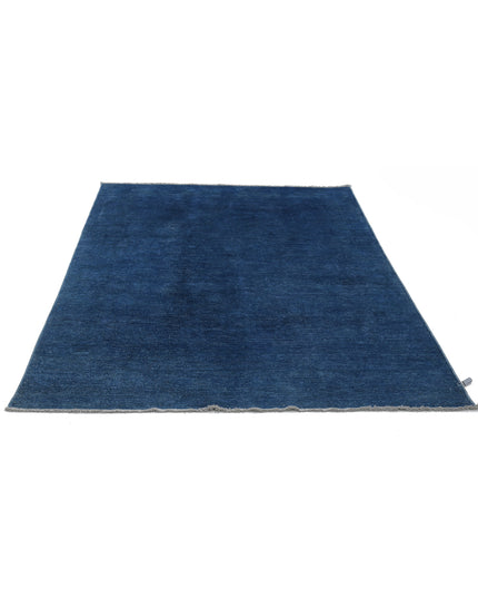 Overdye 4' 9" X 7' 2" Hand Knotted Wool Rug 4' 9" X 7' 2" (145 X 219) / Blue / Wool