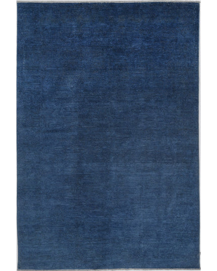 Overdye 4' 9" X 7' 2" Hand Knotted Wool Rug 4' 9" X 7' 2" (145 X 219) / Blue / Wool