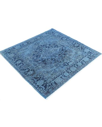 Overdye 4' 1" X 4' 4" Hand Knotted Wool Rug 4' 1" X 4' 4" (124 X 132) / Blue / Wool