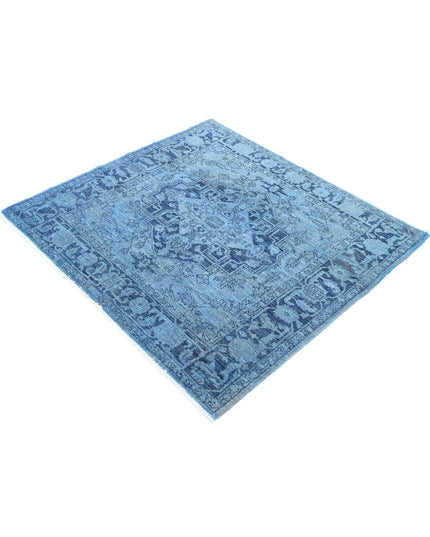 Overdye 4' 1" X 4' 4" Hand Knotted Wool Rug 4' 1" X 4' 4" (124 X 132) / Blue / Wool