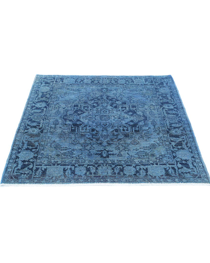 Overdye 4' 1" X 4' 4" Hand Knotted Wool Rug 4' 1" X 4' 4" (124 X 132) / Blue / Wool