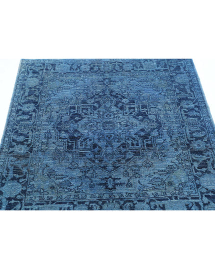 Overdye 4' 1" X 4' 4" Hand Knotted Wool Rug 4' 1" X 4' 4" (124 X 132) / Blue / Wool