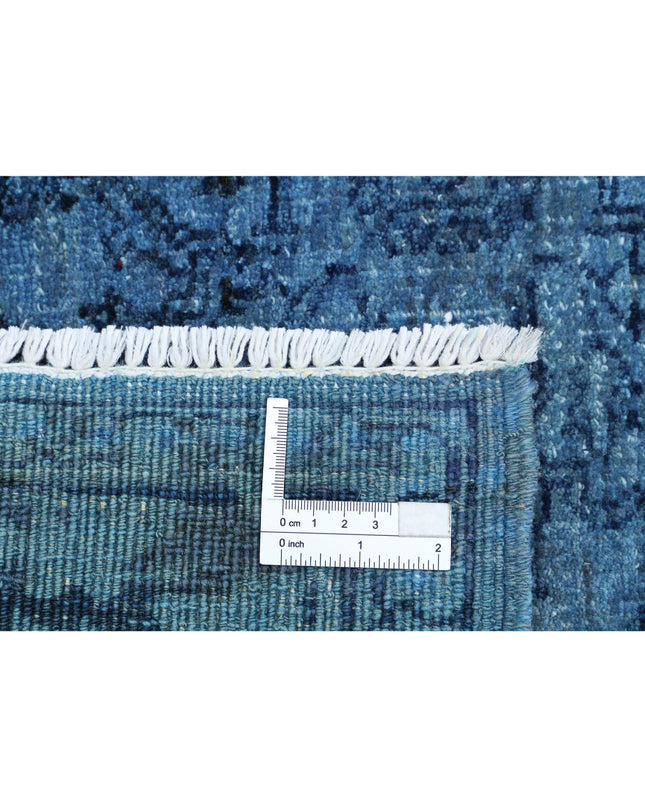 Overdye 4' 1" X 4' 4" Hand Knotted Wool Rug 4' 1" X 4' 4" (124 X 132) / Blue / Wool
