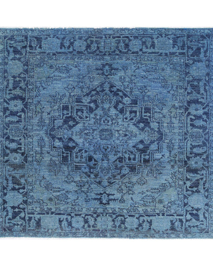 Overdye 4' 1" X 4' 4" Hand Knotted Wool Rug 4' 1" X 4' 4" (124 X 132) / Blue / Wool