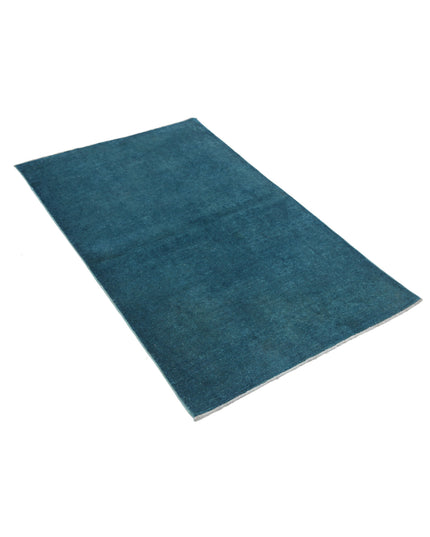Overdye 3' 0" X 4' 11" Hand Knotted Wool Rug 3' 0" X 4' 11" (91 X 150) / Teal / Wool
