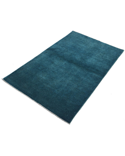 Overdye 3' 0" X 4' 11" Hand Knotted Wool Rug 3' 0" X 4' 11" (91 X 150) / Teal / Wool