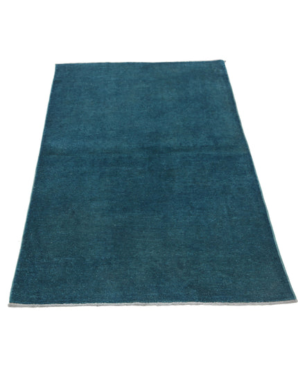 Overdye 3' 0" X 4' 11" Hand Knotted Wool Rug 3' 0" X 4' 11" (91 X 150) / Teal / Wool