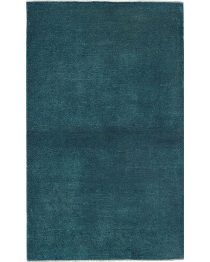 Overdye 3' 0" X 4' 11" Hand Knotted Wool Rug 3' 0" X 4' 11" (91 X 150) / Teal / Wool