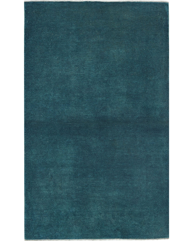 Overdye 3' 0" X 4' 11" Hand Knotted Wool Rug 3' 0" X 4' 11" (91 X 150) / Teal / Wool