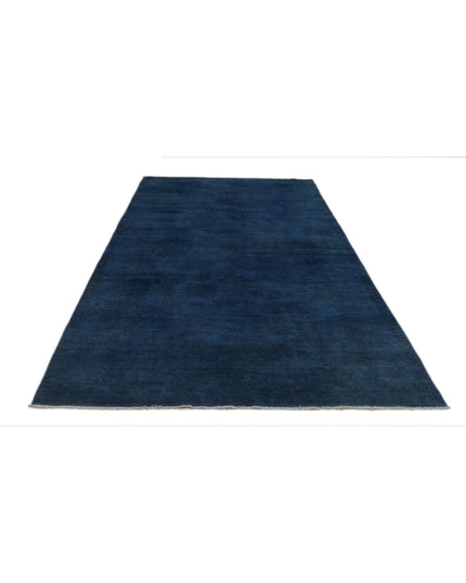 Overdye 5' 9" X 11' 9" Hand Knotted Wool Rug 5' 9" X 11' 9" (175 X 358) / Blue / Wool