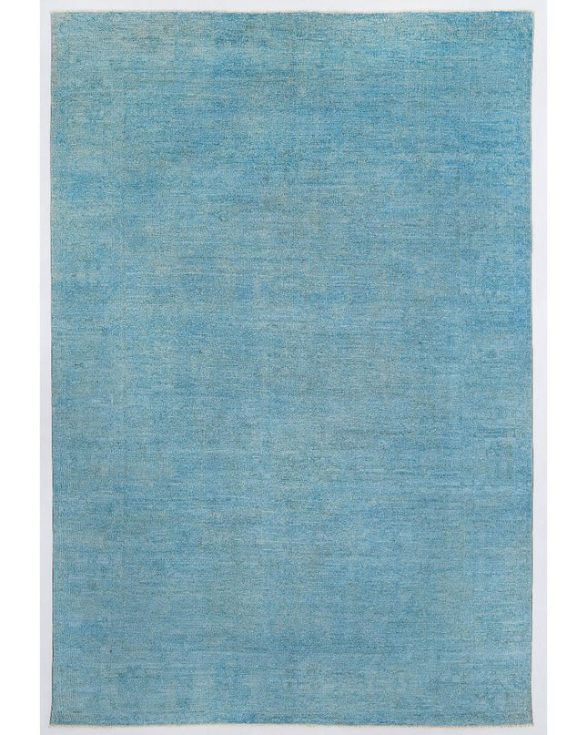 Overdye 6' 6" X 9' 7" Hand Knotted Wool Rug 6' 6" X 9' 7" (198 X 292) / Blue / Wool