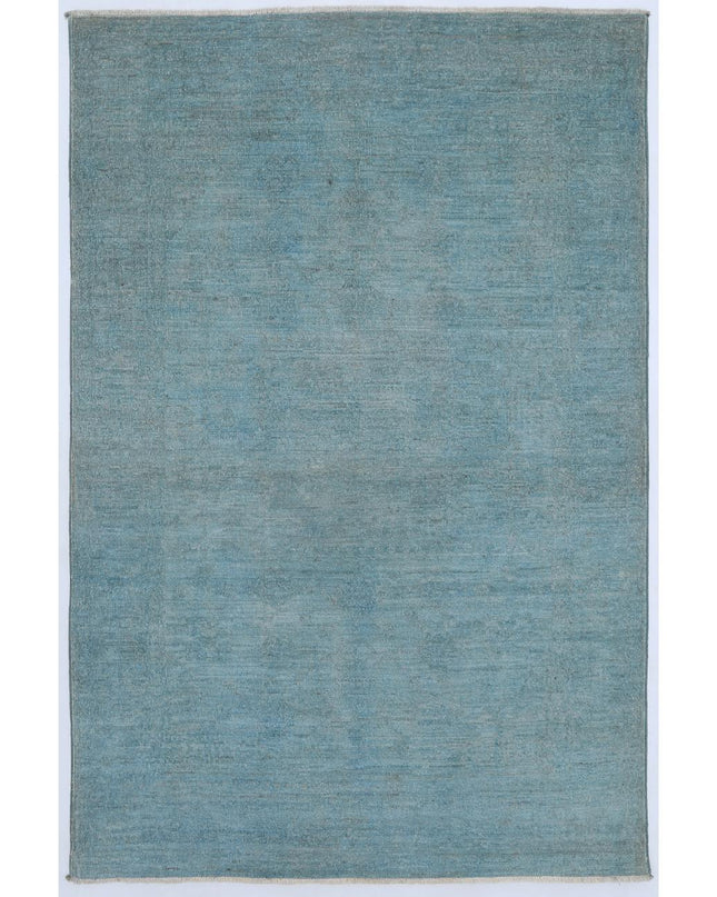 Overdye 4' 0" X 5' 11" Hand Knotted Wool Rug 4' 0" X 5' 11" (122 X 180) / Green / Wool