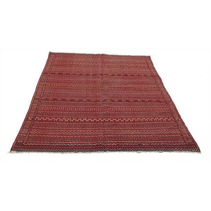 Persian Kilim 5' 0" X 6' 5" Wool Hand-Woven Kilim 5' 0" X 6' 5" (152 X 196) / Multi / Multi