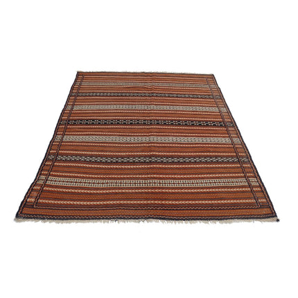 Persian Kilim 4' 10" X 6' 8" Wool Hand-Woven Kilim 4' 10" X 6' 8" (147 X 203) / Multi / Multi