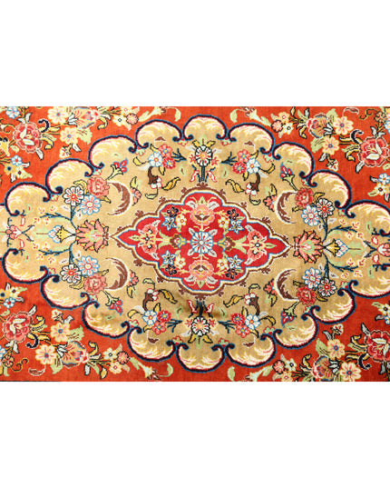 Qum 1' 7" X 5' 3" Hand Knotted Silk Rug 1' 7" X 5' 3" (48 X 160) / Rust / Silk