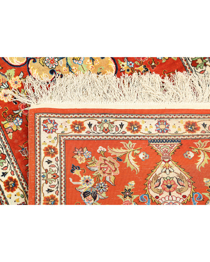 Qum 1' 7" X 5' 3" Hand Knotted Silk Rug 1' 7" X 5' 3" (48 X 160) / Rust / Silk