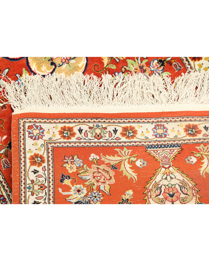 Qum 1' 7" X 5' 3" Hand Knotted Silk Rug 1' 7" X 5' 3" (48 X 160) / Rust / Silk