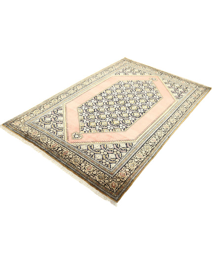 Qum 4' 5" X 6' 10" Hand Knotted Silk Rug 4' 5" X 6' 10" (135 X 208) / Peach / Silk