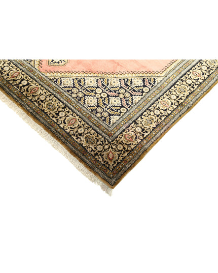 Qum 4' 5" X 6' 10" Hand Knotted Silk Rug 4' 5" X 6' 10" (135 X 208) / Peach / Silk