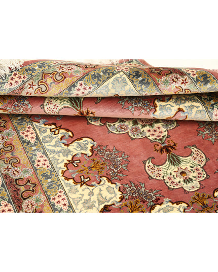 Qum 3' 4" X 4' 10" Hand Knotted Silk Rug 3' 4" X 4' 10" (101 X 147) / Peach / Silk