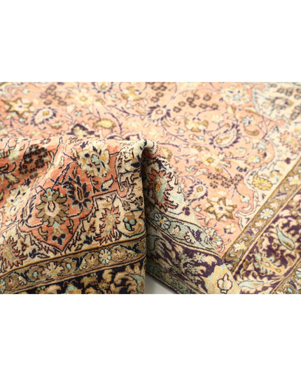Qum 3' 4" X 4' 10" Hand Knotted Silk Rug 3' 4" X 4' 10" (101 X 147) / Peach / Silk