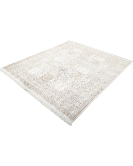 Qum 6' 3" X 7' 1" Hand Knotted Silk Rug 6' 3" X 7' 1" (191 X 216) / Brown / Silk