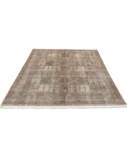 Qum 6' 3" X 7' 1" Hand Knotted Silk Rug 6' 3" X 7' 1" (191 X 216) / Brown / Silk