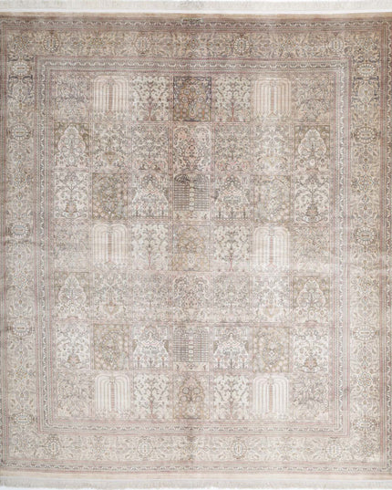 Qum 6' 3" X 7' 1" Hand Knotted Silk Rug 6' 3" X 7' 1" (191 X 216) / Brown / Silk