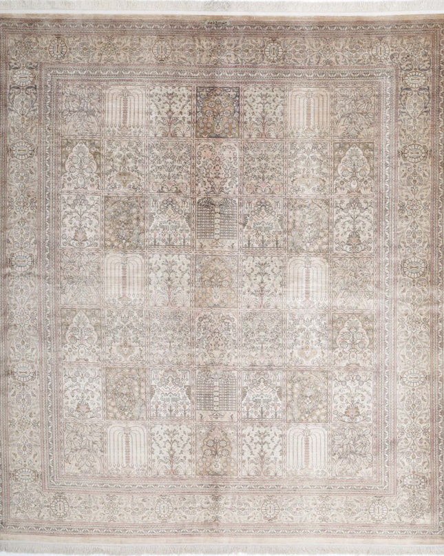 Qum 6' 3" X 7' 1" Hand Knotted Silk Rug 6' 3" X 7' 1" (191 X 216) / Brown / Silk